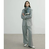 Blue Luxury Striped Suede-Feel Scarf - Soft and Warm for All Seasons - Front View