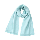 Blue Soft Wool-Blend Solid Color Knit Scarf for Women - Cozy Faux Cashmere Shawl - Front View