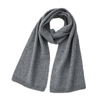 Grey Soft Wool-Blend Solid Color Knit Scarf for Women - Cozy Faux Cashmere Shawl