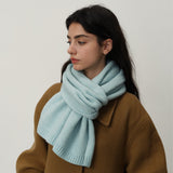 Black Soft Wool-Blend Solid Color Knit Scarf for Women - Cozy Faux Cashmere Shawl
