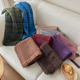 Khaki Vintage Wool-Blend Knit Scarf - Warm and Stylish for Men and Women - Front View