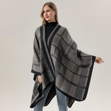 Grey Ethnic Boho Shawl for Women - Stylish Split Cape for Travel and Cooling Rooms - 45-Degree Angle