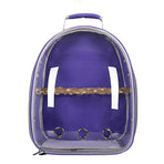 Purple Stylish Transparent PVC Pet Carrier Backpack - Large Capacity, Multi-Use for Birds & Cats(Including Wooden Stick)