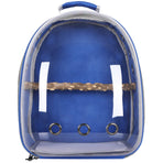 Blue Stylish Transparent PVC Pet Carrier Backpack - Large Capacity, Multi-Use for Birds & Cats(Including Wooden Stick)