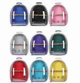 Pink Stylish Transparent PVC Pet Carrier Backpack - Large Capacity, Multi-Use for Birds & Cats(Including Wooden Stick) - Front View