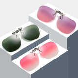 2 Pcs Gradient Pink Polarized Clip-On Sunglasses - Day & Night Use, Frameless Polygon Design for Fishing & Driving - Front View