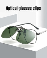 2 Pcs Grey Polarized Clip-On Sunglasses - Day & Night Use, Frameless Polygon Design for Fishing & Driving