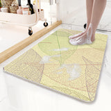 Yellow Leaves Pattern PVC Non-Slip Bath Mat 50x80cm - Shower Drain Hole Design, Soft & Quick-Dry Bathroom Rug
