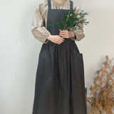 Grey Cotton Waterproof Artisan Apron - 100x85cm, Stylish Cross-Back Design, Ideal for Kitchen & Floral Work - Front View
