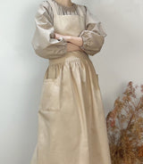 Beige Cotton Waterproof Artisan Apron - 100x85cm, Stylish Cross-Back Design, Ideal for Kitchen & Floral Work - Top-Down View