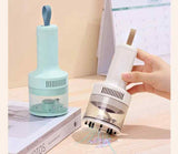 Beige Portable Wireless Car Vacuum Cleaner - USB Rechargeable, High Suction, Compact Design for Home & Keyboard Cleaning - Rear View