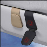 2 Pcs Black PU Leather Car Visor Sunglasses Holder - Multi-Functional Clip for Glasses, Cards & Tickets, 9.5x4.5cm - Front View