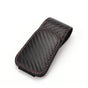 2 Pcs Black Carbon Fiber Pattern PU Leather Car Visor Sunglasses Holder - Multi-Functional Clip for Glasses, Cards & Tickets, 9.5x4.5cm