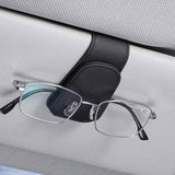 2 Pcs Black Carbon Fiber Pattern PU Leather Car Visor Sunglasses Holder - Multi-Functional Clip for Glasses, Cards & Tickets, 9.5x4.5cm - Side View