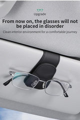 2 Pcs Black Carbon Fiber Pattern PU Leather Car Visor Sunglasses Holder - Multi-Functional Clip for Glasses, Cards & Tickets, 9.5x4.5cm - 45-Degree Angle