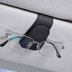 2 Pcs Blue PU Leather Car Visor Sunglasses Holder - Multi-Functional Clip for Glasses, Cards & Tickets, 9.5x4.5cm
