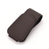 2 Pcs Brown PU Leather Car Visor Sunglasses Holder - Multi-Functional Clip for Glasses, Cards & Tickets, 9.5x4.5cm