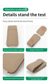 2 Pcs Brown PU Leather Car Visor Sunglasses Holder - Multi-Functional Clip for Glasses, Cards & Tickets, 9.5x4.5cm