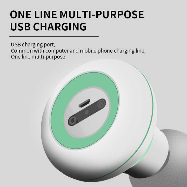 2 Pcs Grey And Green Mini Massage Gun - 6-Speed Muscle Relaxer, USB Rechargeable, Portable Fascia Massager for Home Use
