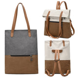 Purple And Brown Canvas Tote Bag for Women - Multi-Use Shoulder Handbag & Backpack, Large Capacity, 30x10x40cm - Front View