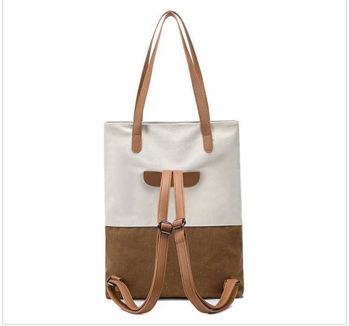 Purple And Brown Canvas Tote Bag for Women - Multi-Use Shoulder Handbag & Backpack, Large Capacity, 30x10x40cm