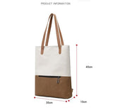Purple And Brown Canvas Tote Bag for Women - Multi-Use Shoulder Handbag & Backpack, Large Capacity, 30x10x40cm - Rear View