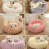 Grey Plush Pet Bed - 40cm Round Dog & Cat Mat, Cozy PP Cotton Filled, Comfortable Pet Supplies - Side View