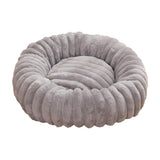 Grey Plush Pet Bed - 40cm Round Dog & Cat Mat, Cozy PP Cotton Filled, Comfortable Pet Supplies - Top-Down View