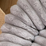 Grey Plush Pet Bed - 40cm Round Dog & Cat Mat, Cozy PP Cotton Filled, Comfortable Pet Supplies - 45-Degree Angle