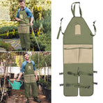 Green And Beige Gardening Leg Apron - Oxford Fabric, Multi-Pocket, Extended Design, 118x45cm, 450g