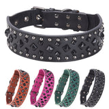 Size S Black 1 pack Stylish PU Leather Dog Collar with Spikes - Adjustable, Durable & Comfortable for Medium to Large Breeds - Front View