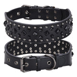 Size L Black 1 pack Stylish PU Leather Dog Collar with Spikes - Adjustable, Durable & Comfortable for Medium to Large Breeds