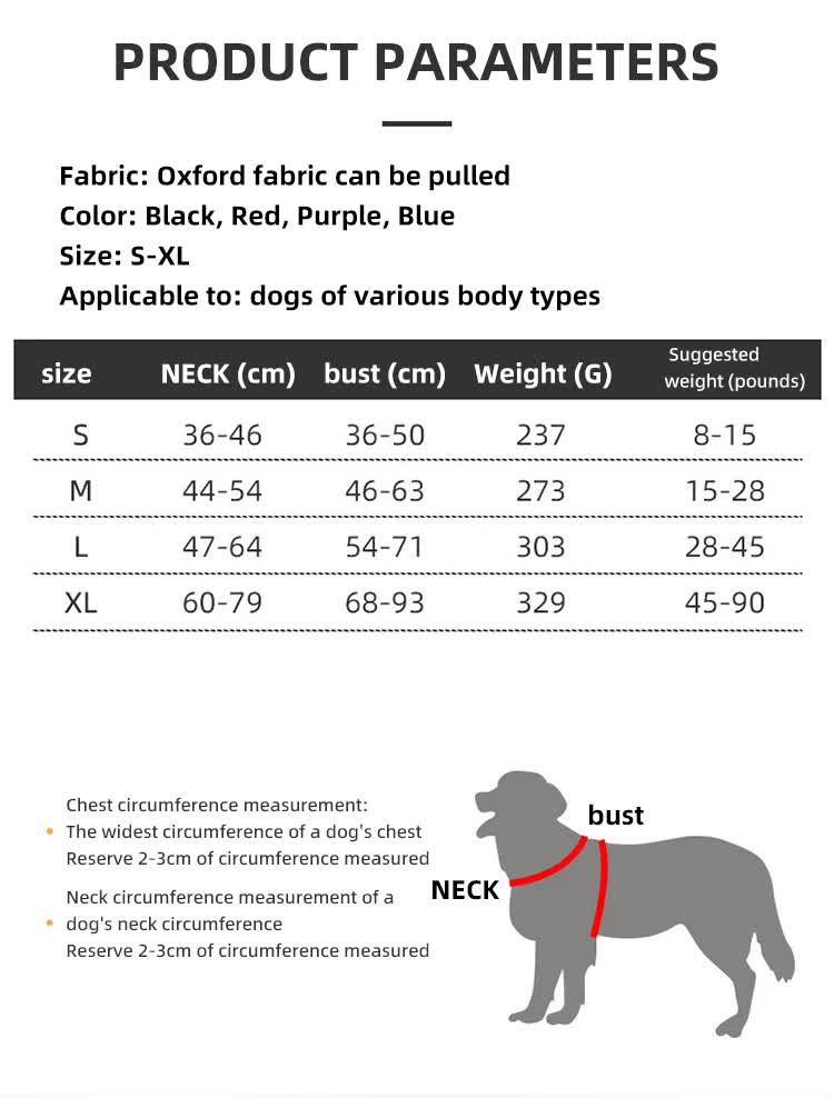 Size M Blue Reflective No-Pull Dog Harness - Adjustable & Durable for Large Breeds, Anti-Escape Design