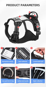 Size M Blue Reflective No-Pull Dog Harness - Adjustable & Durable for Large Breeds, Anti-Escape Design - Low Angle