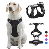 Size L Red Reflective No-Pull Dog Harness - Adjustable & Durable for Large Breeds, Anti-Escape Design - Front View