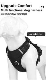 Size L Red Reflective No-Pull Dog Harness - Adjustable & Durable for Large Breeds, Anti-Escape Design - Rear View
