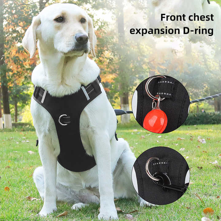 Size L Blue Reflective No-Pull Dog Harness - Adjustable & Durable for Large Breeds, Anti-Escape Design