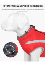 Size XL Blue Reflective Winter Dog Jacket - Warm & Waterproof Outdoor Coat for Large Breeds - Rear View