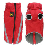 Size 2XL Red Reflective Winter Dog Jacket - Warm & Waterproof Outdoor Coat for Large Breeds