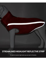 Size 2XL Red Reflective Winter Dog Jacket - Warm & Waterproof Outdoor Coat for Large Breeds - Low Angle