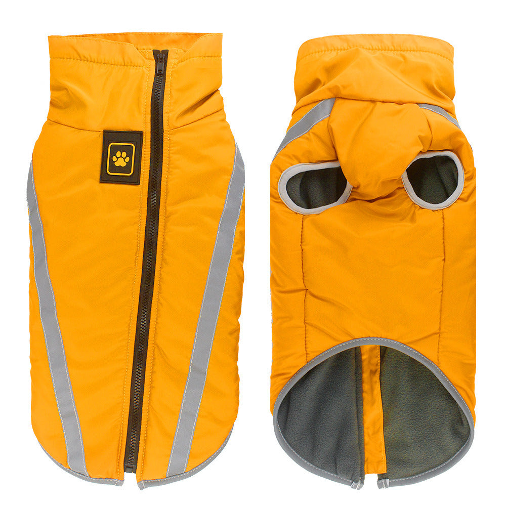 Size 4XL Yellow Reflective Winter Dog Jacket - Warm & Waterproof Outdoor Coat for Large Breeds