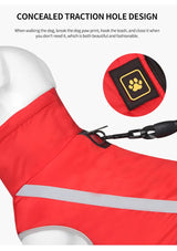 Size 4XL Red Reflective Winter Dog Jacket - Warm & Waterproof Outdoor Coat for Large Breeds - 45-Degree Angle
