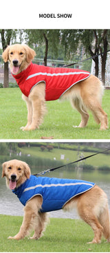 Size 5XL Red Reflective Winter Dog Jacket - Warm & Waterproof Outdoor Coat for Large Breeds