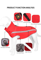 Size 5XL Pink Reflective Winter Dog Jacket - Warm & Waterproof Outdoor Coat for Large Breeds - Top-Down View