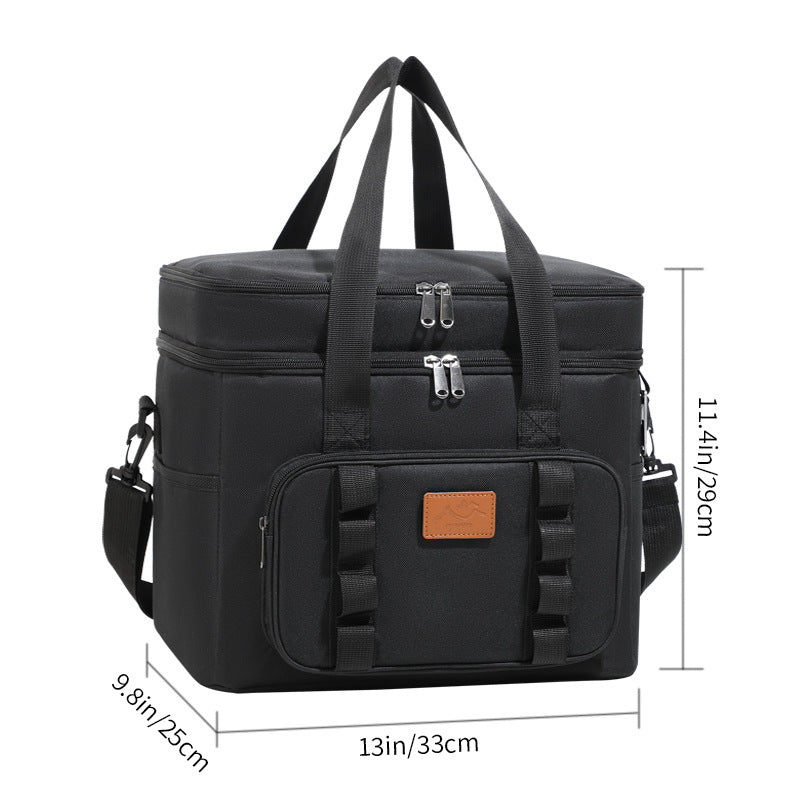 Black 23L Extra Large Insulated Cooler Bag with Double Layers - Perfect for Camping, Picnics, and Ou