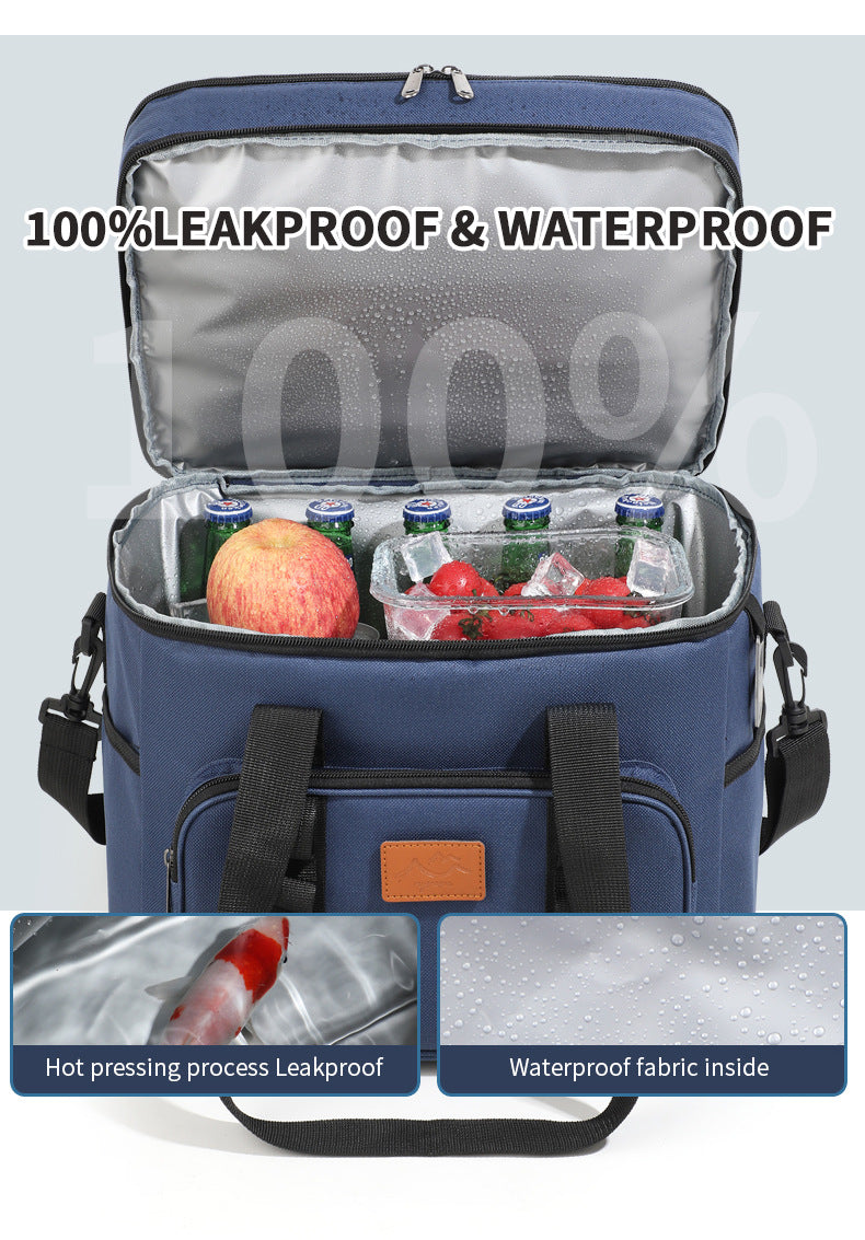 Black 23L Extra Large Insulated Cooler Bag with Double Layers - Perfect for Camping, Picnics, and Ou