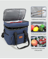 Black 23L Extra Large Insulated Cooler Bag with Double Layers - Perfect for Camping, Picnics, and Ou