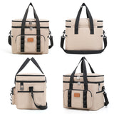 Khaki 23L Extra Large Insulated Cooler Bag with Double Layers - Perfect for Camping, Picnics, and Outdoor Adventures - Close-Up Angle