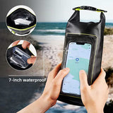 Black And Green 2L Waterproof Phone Pouch - Multi-Functional PVC Dry Bag for Swimming and Water Activities - Side View