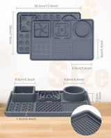 Black Multi-Functional Pet Slow Feeder Lick Mat - Durable Food-Grade Silicone Anti-Bite Bowl for Dogs - Side View